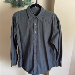Men's Van Heusen Large Black and Grey Striped Shirt